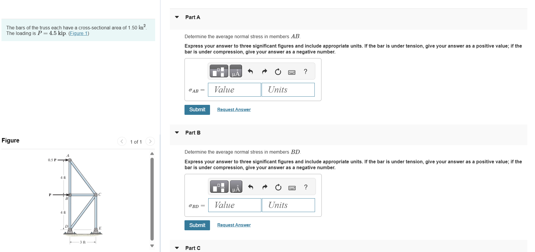 The bars of the truss each have a cross -
