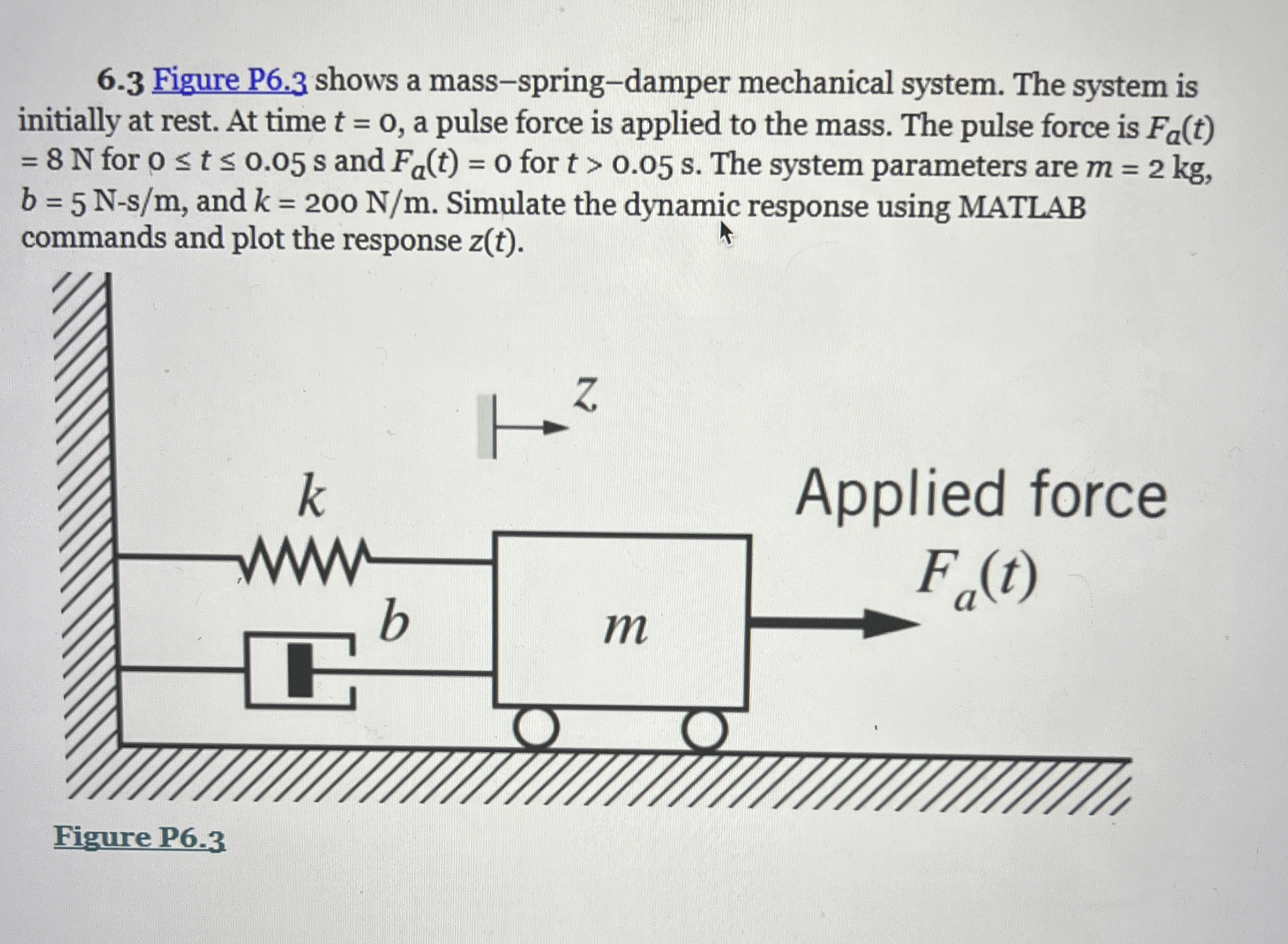 6 . 3 Figure P 6 . 3 shows a mass - spring -