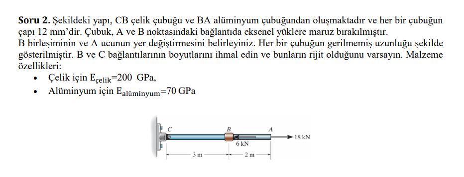 Soru 2 . ekildeki yap , CB elik ubu u ve BA al