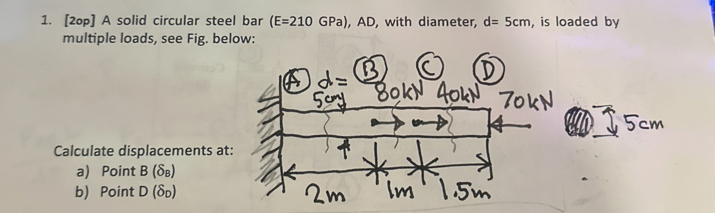 [ 2 0 p ] A solid circular steel bar ( E = 2 1 0