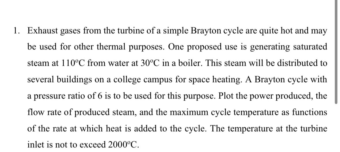 1 . Exhaust gases from the turbine of a simple