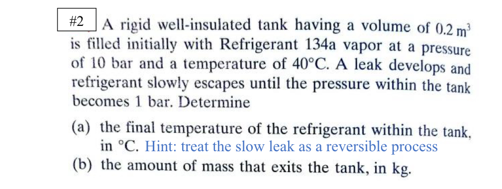 # 2 A rigid well - insulated tank having a volume