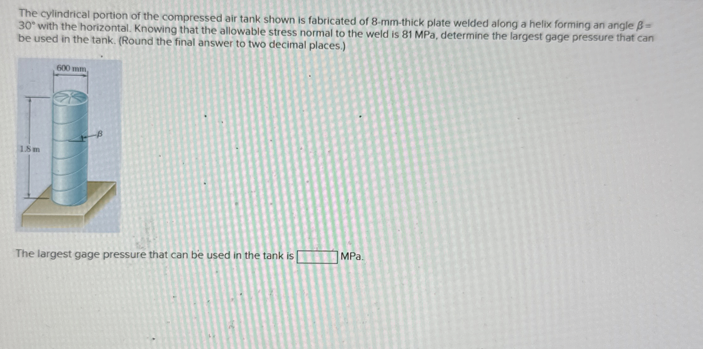 The cylindrical portion of the compressed air