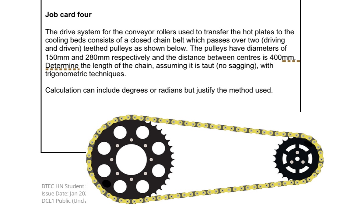 Job card four The drive system for the conveyor