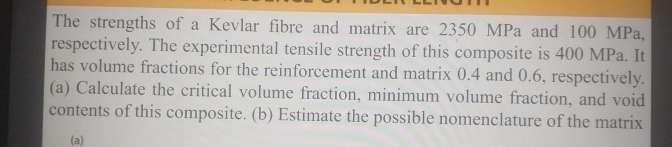 The strengths of a Kevlar fibre and matrix are 2