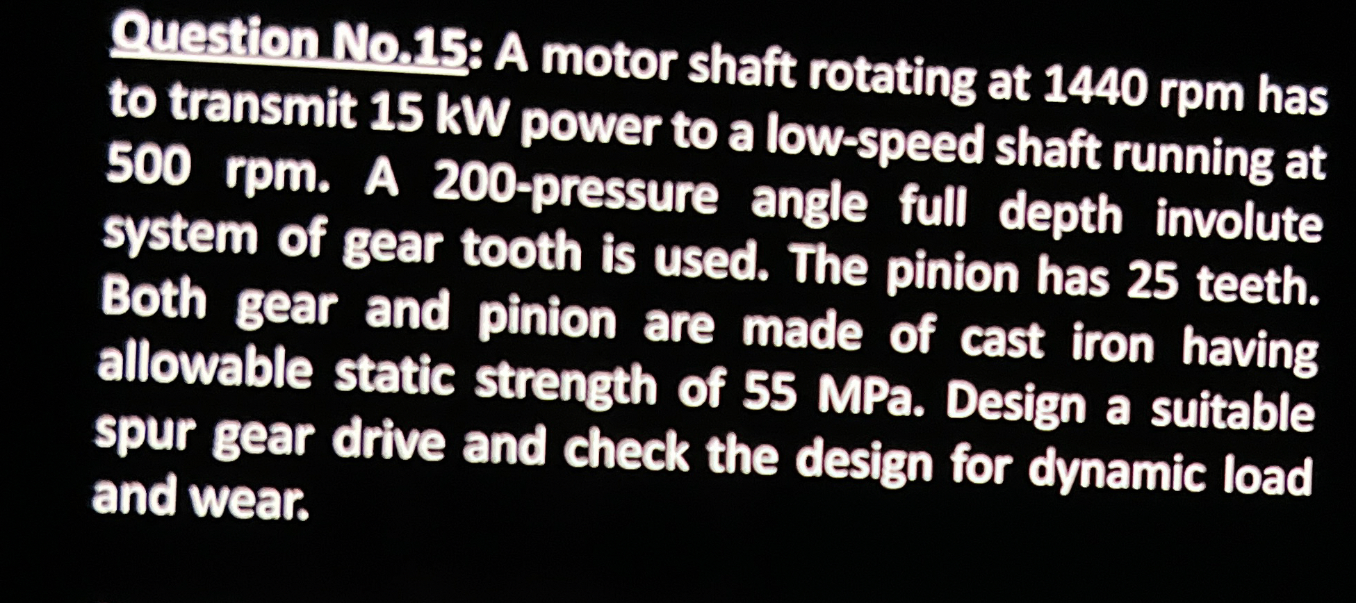 Question No , 1 5 : A motor shaft rotating at 1 4
