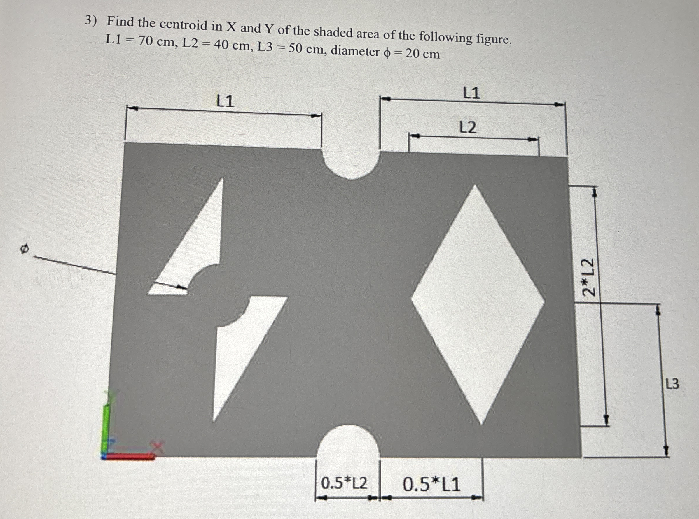 Find the centroid in x and Y of the shaded area