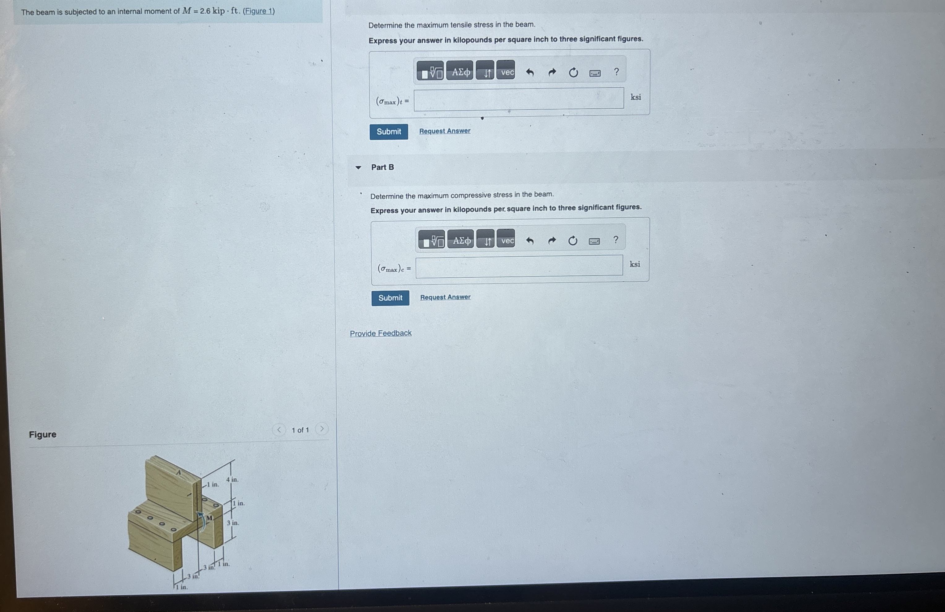 The beam is subjected to an internal moment of M