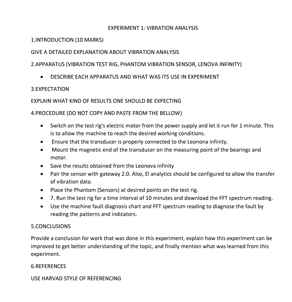 EXPERIMENT 1 : VIBRATION ANALYSIS 1 .