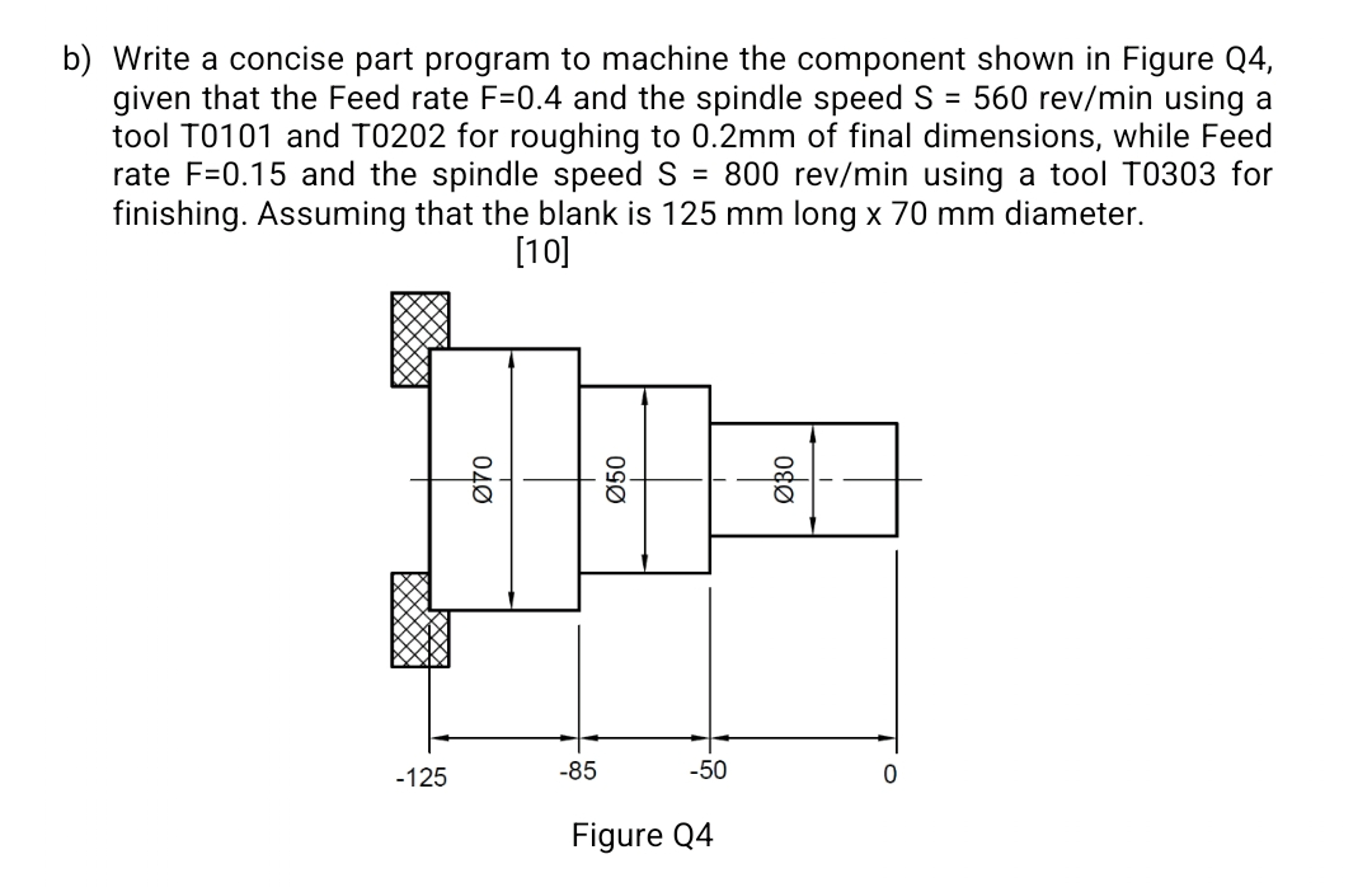 b ) Write a concise part program to machine the