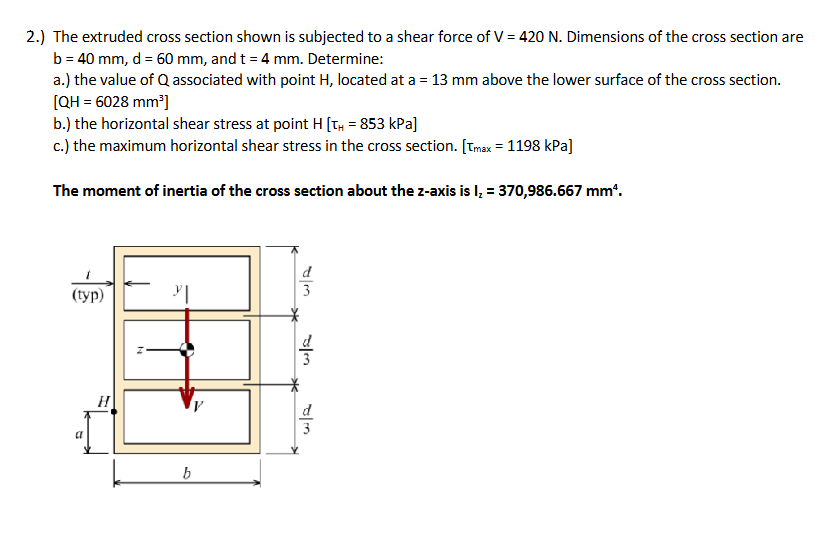 2 . V = 4 2 0 N . Dimensions of the cross section