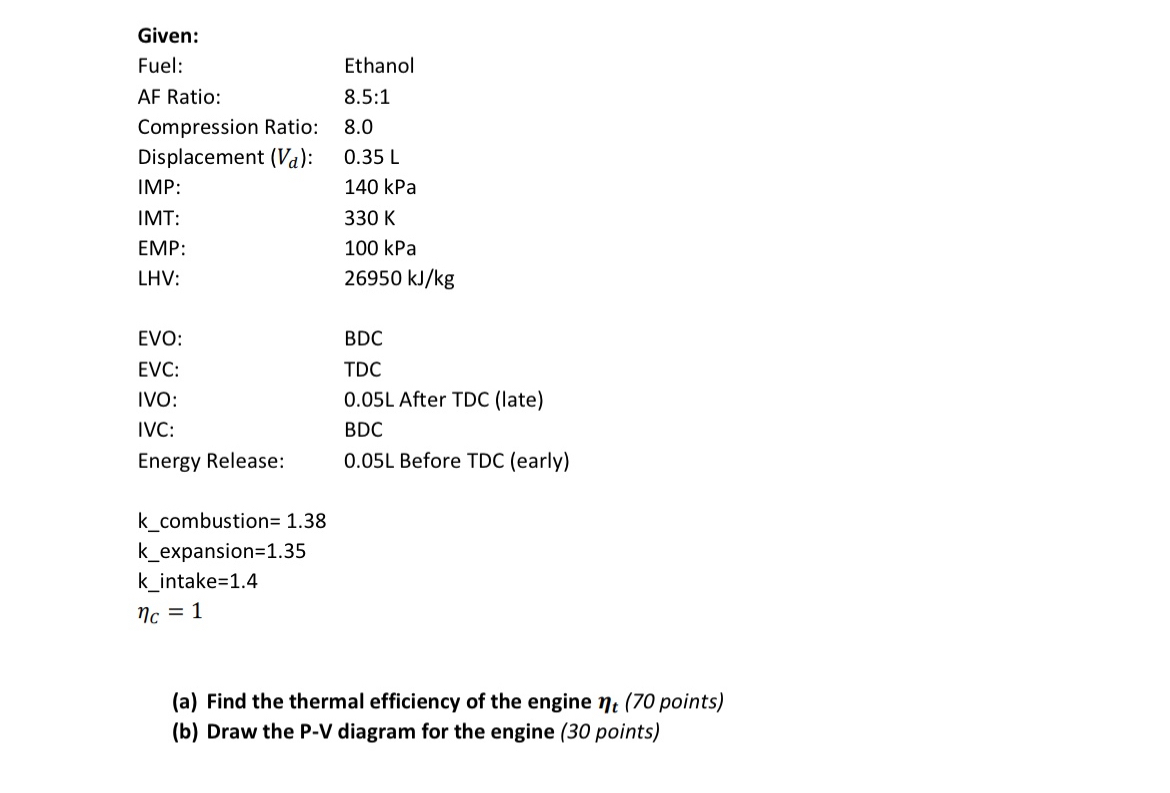 ( a ) Find the thermal efficiency of the engine t