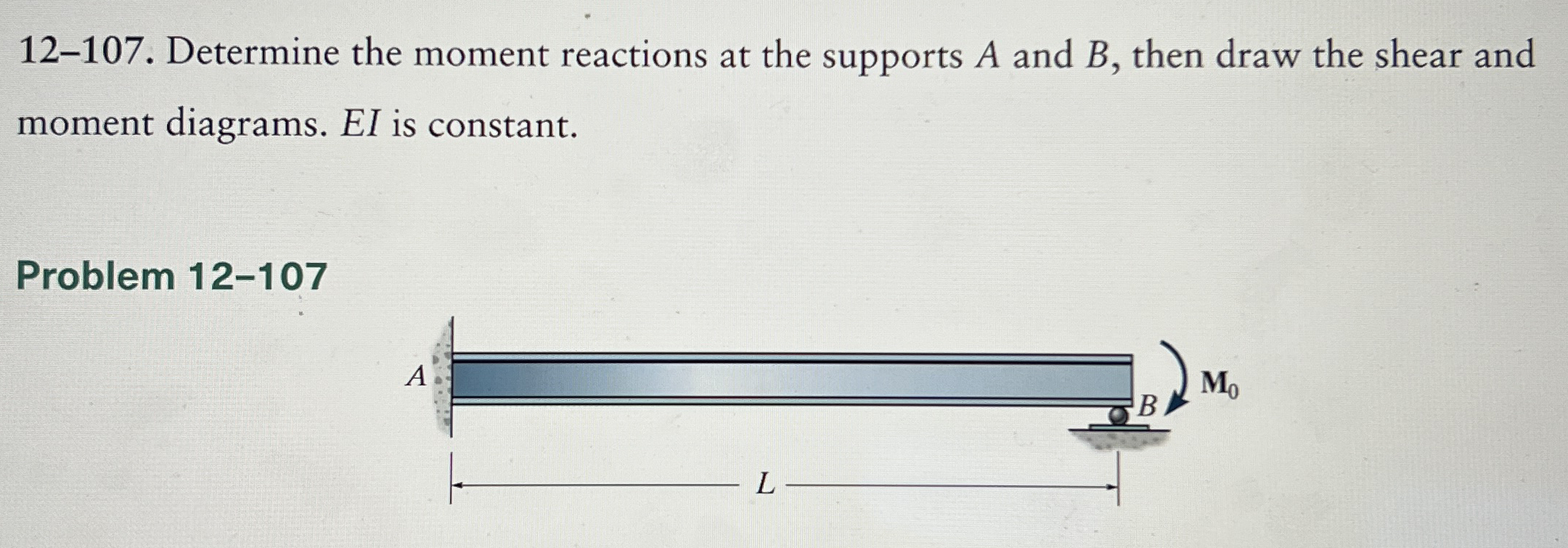 1 2 - 1 0 7 . Determine the moment reactions at