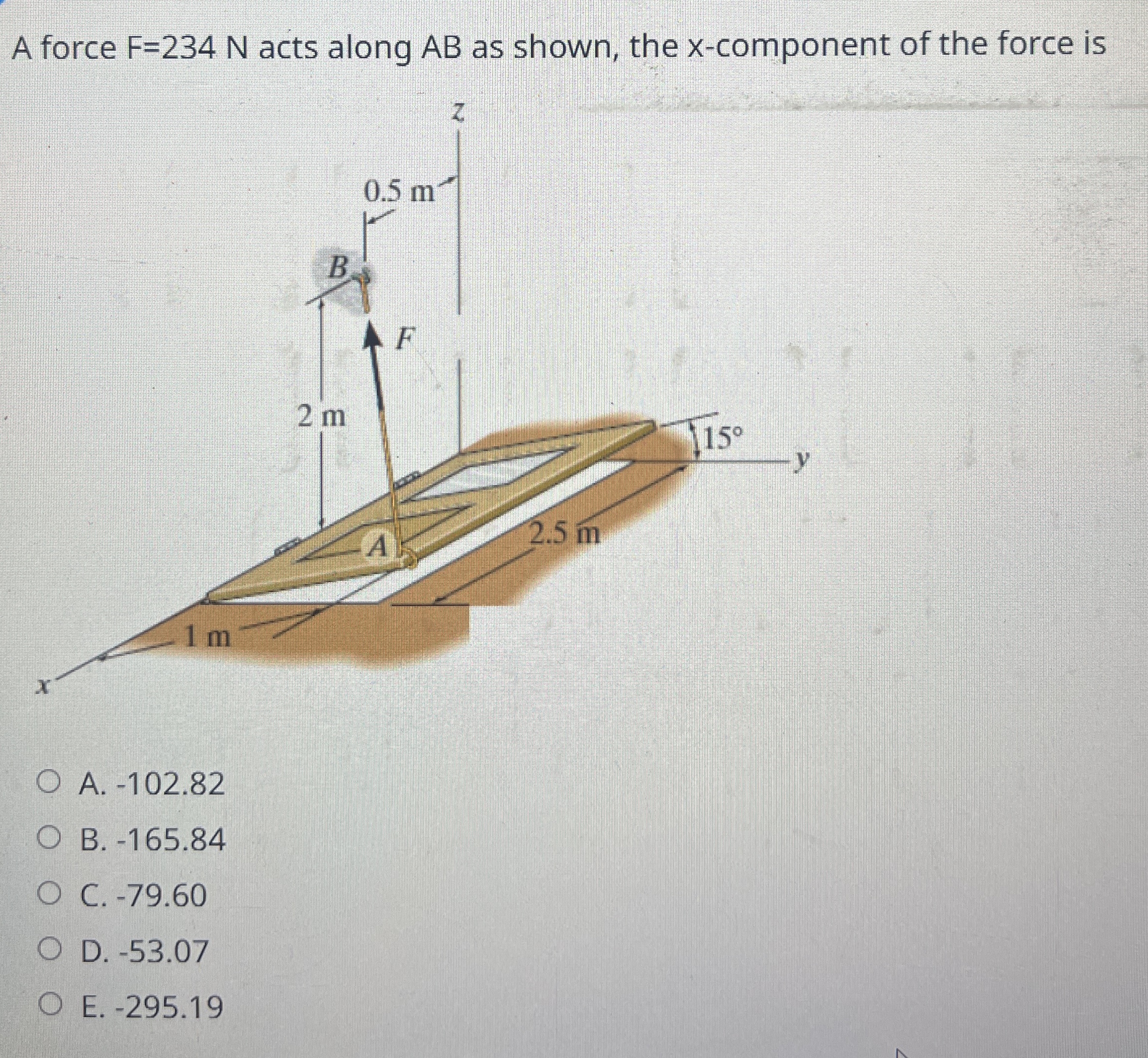 ( 1 ) A force F = 2 3 4 N acts along AB as shown,