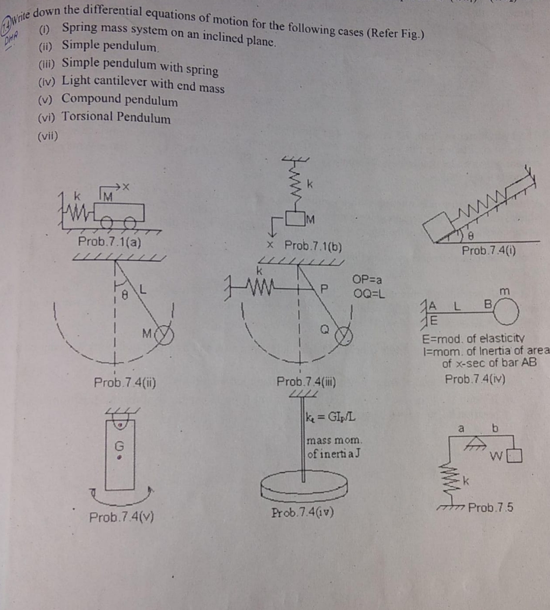 ( 1 7 ) witite down the differential equations of