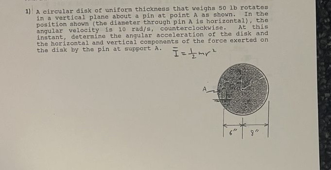 A circular disk of uniform thickness that weighs