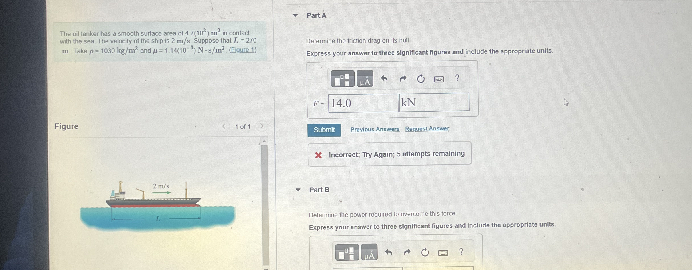 The oil tanker has a smooth surface area of 4 . 7