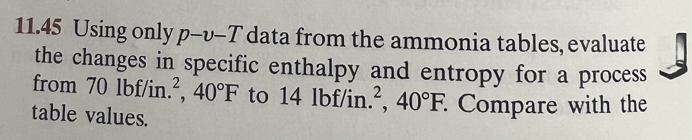 Using only p - v - T data from the ammonia