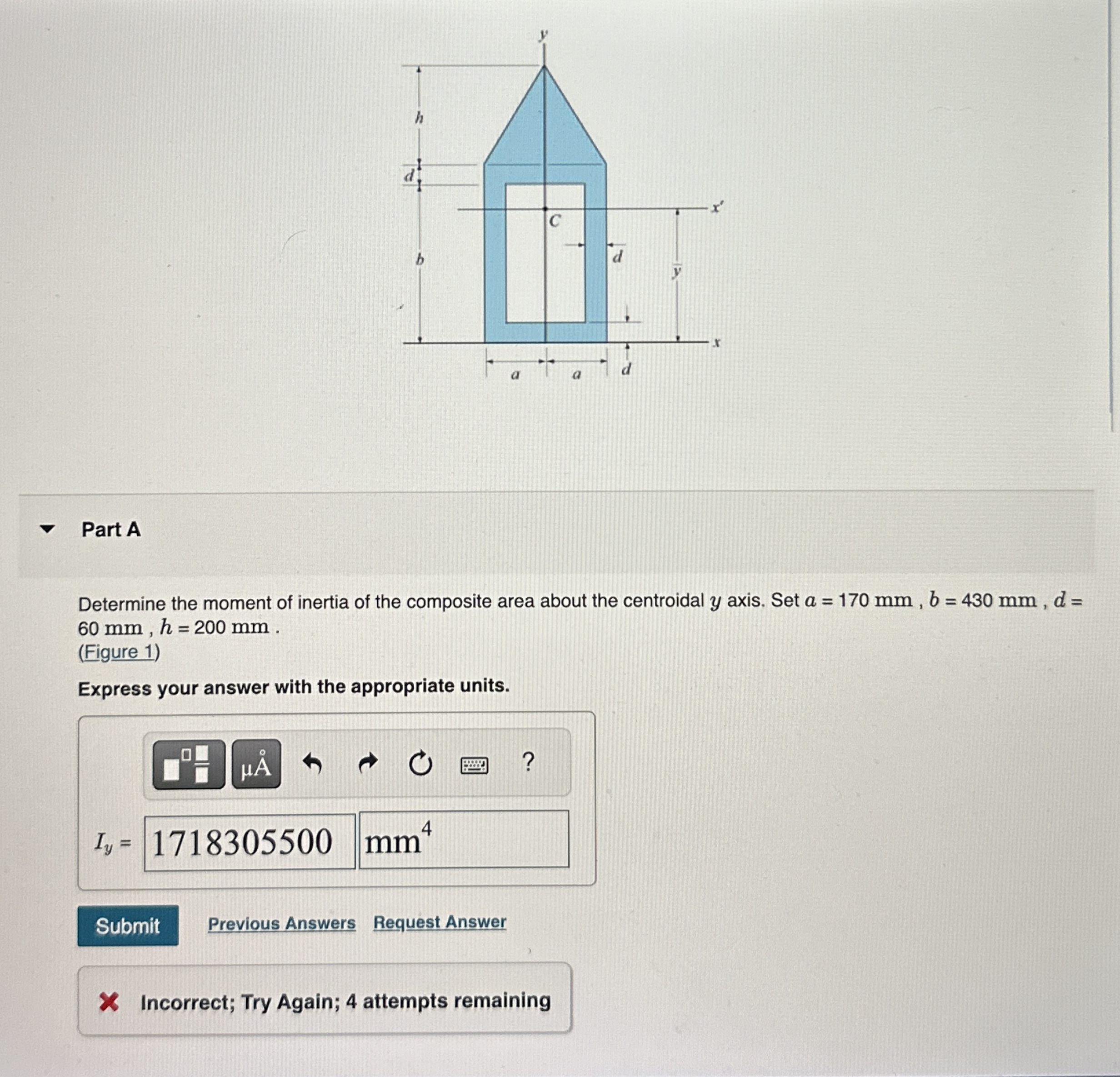 Determine the moment of inertia of the composite