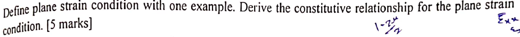 Define plane strain condition with one example.