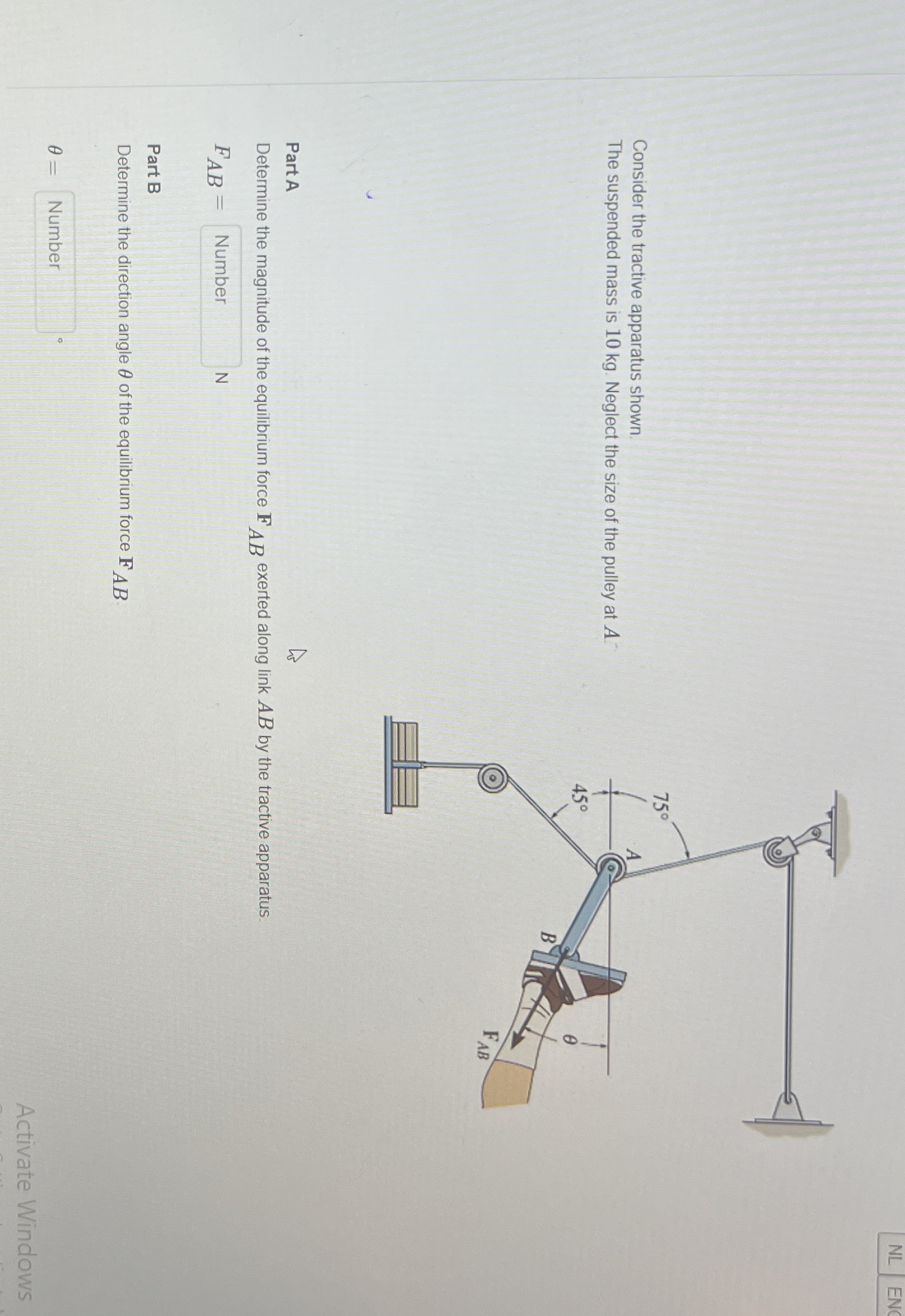 Consider the tractive apparatus shown. The