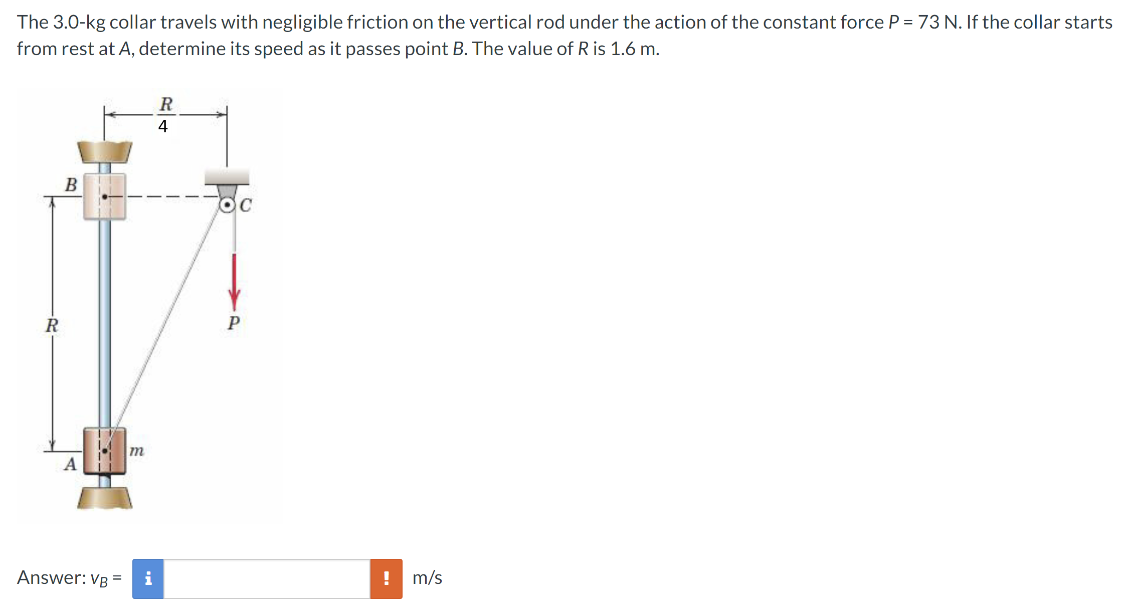 The 3 . 0 - kg collar travels with negligible