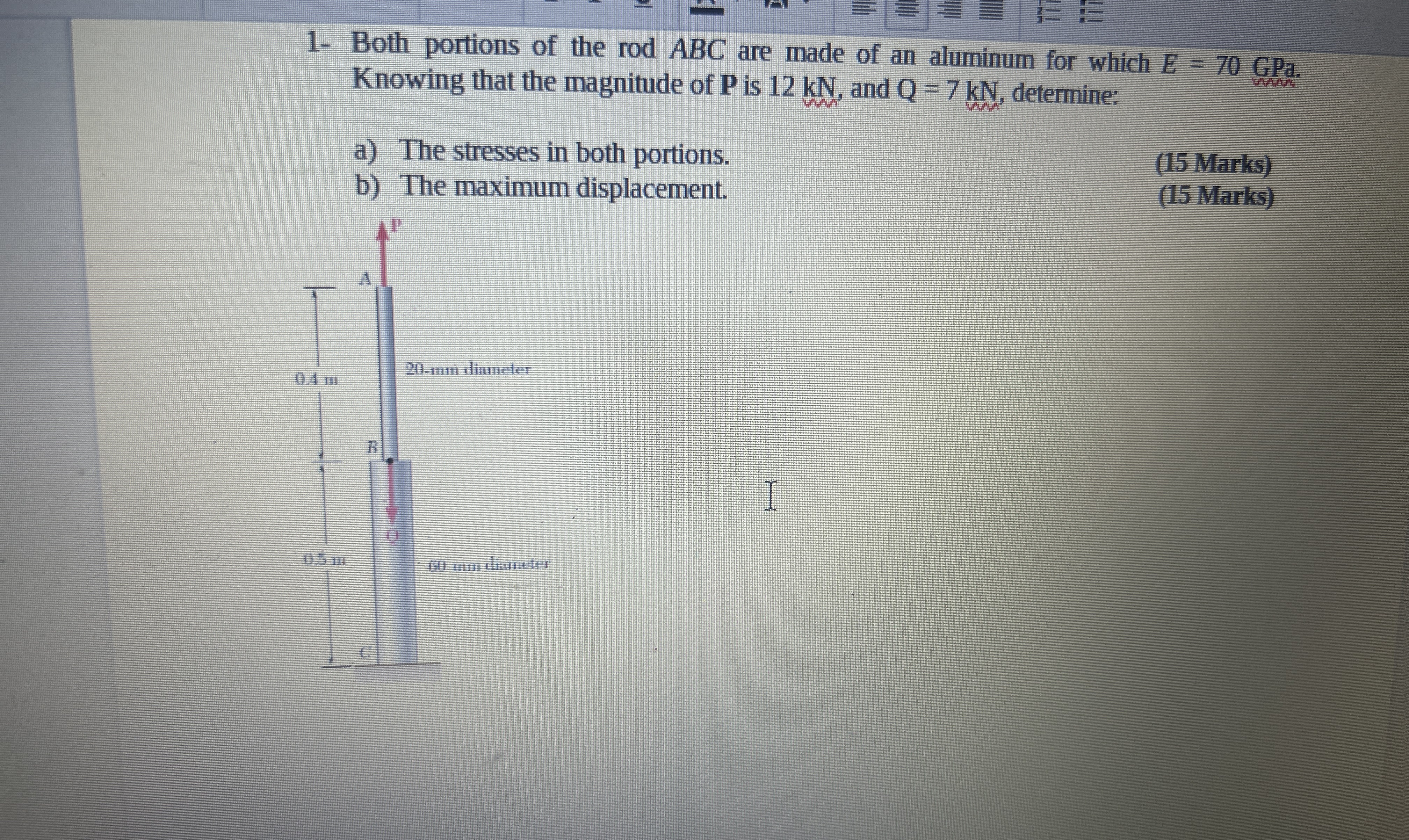 Both portions of the rod abc are made of an