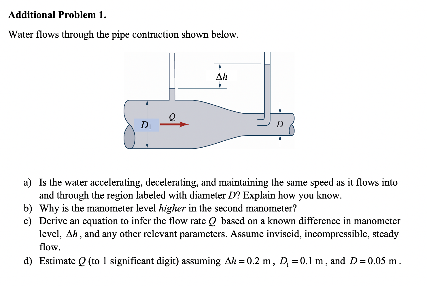 Additional Problem 1 . Water flows through the