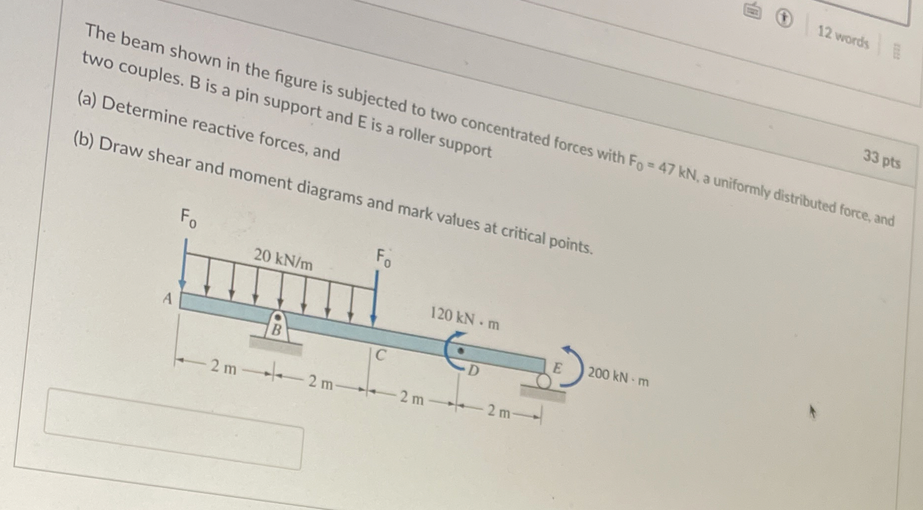 ( a ) Determine reactive forces, and 1 2 words 3
