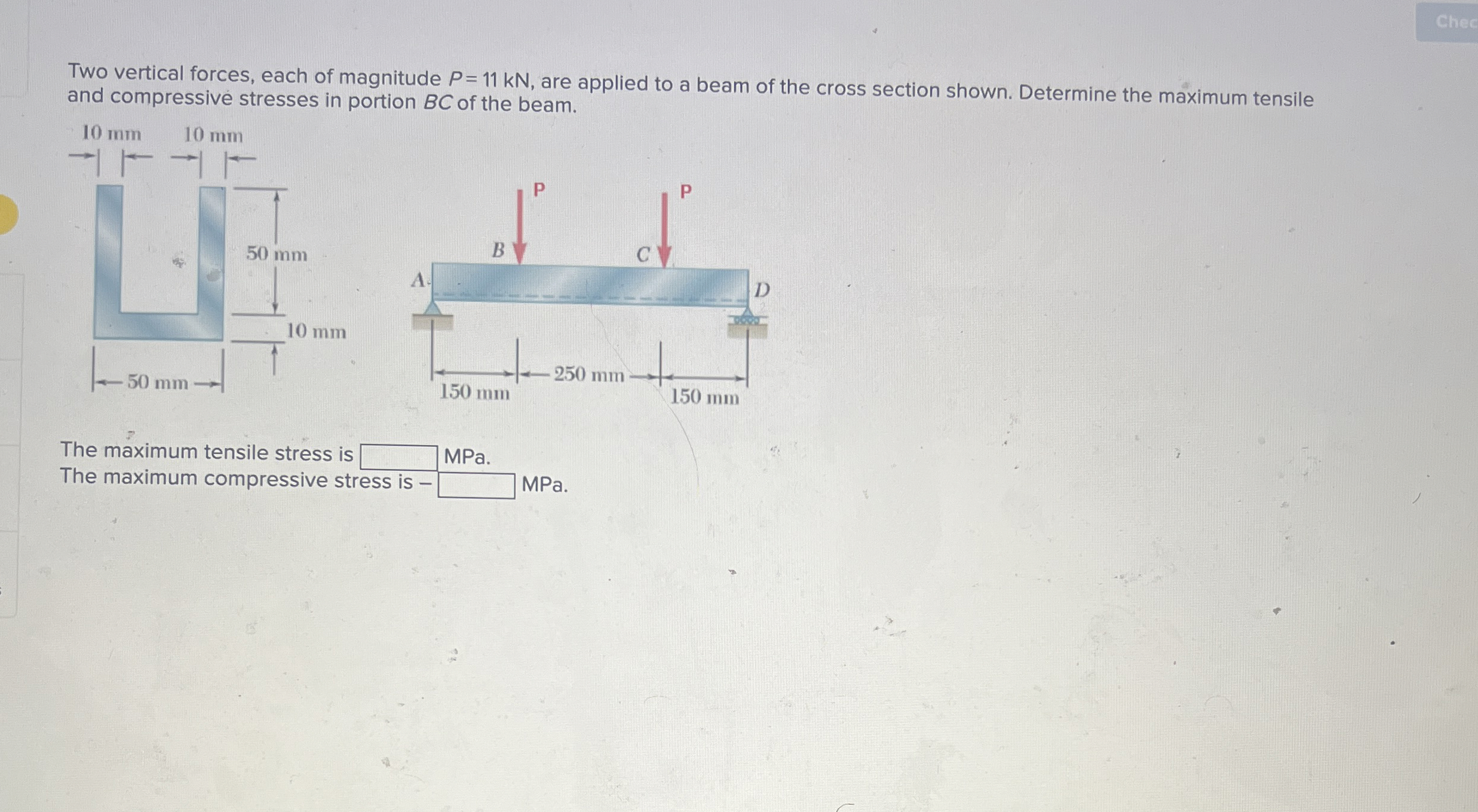 Chee Two vertical forces, each of magnitude P = 1