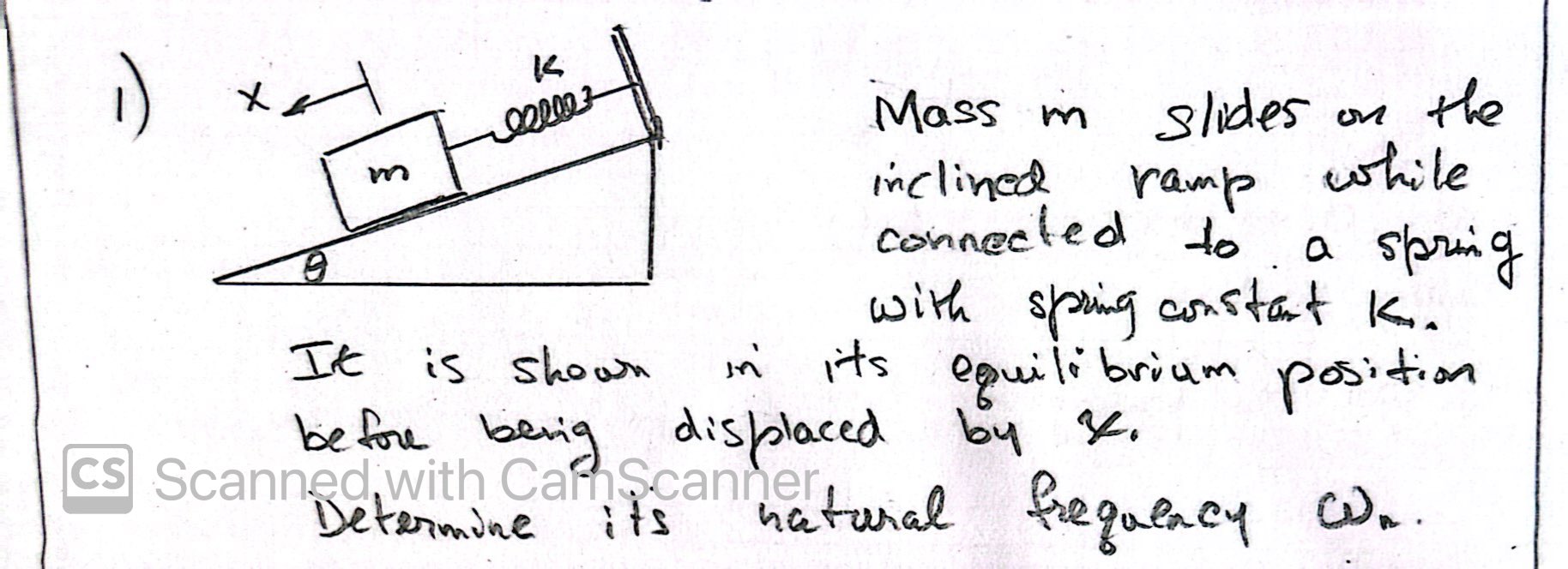 ) Mass in slides on the inclined ramp while