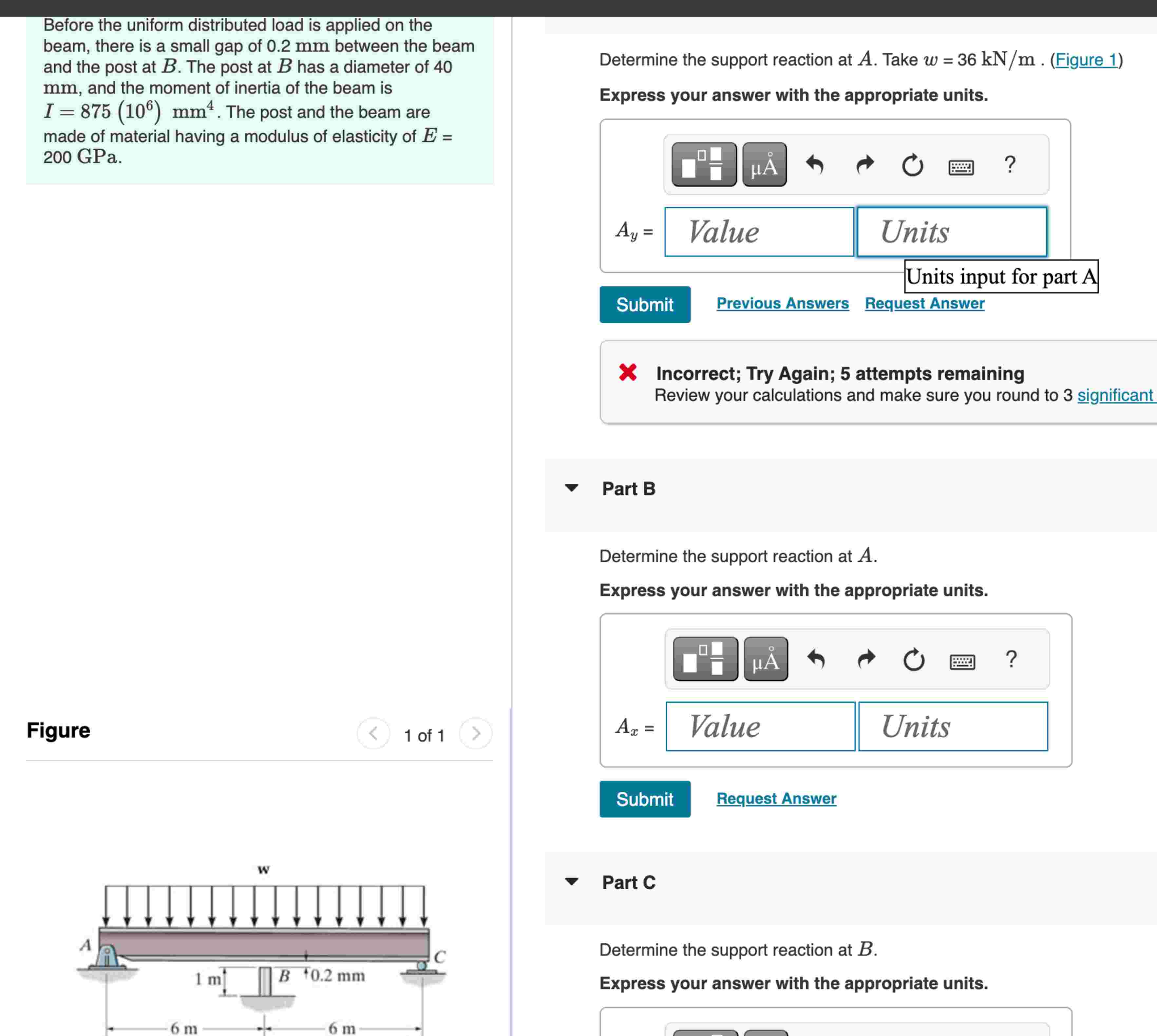 Before the uniform distributed load is applied on