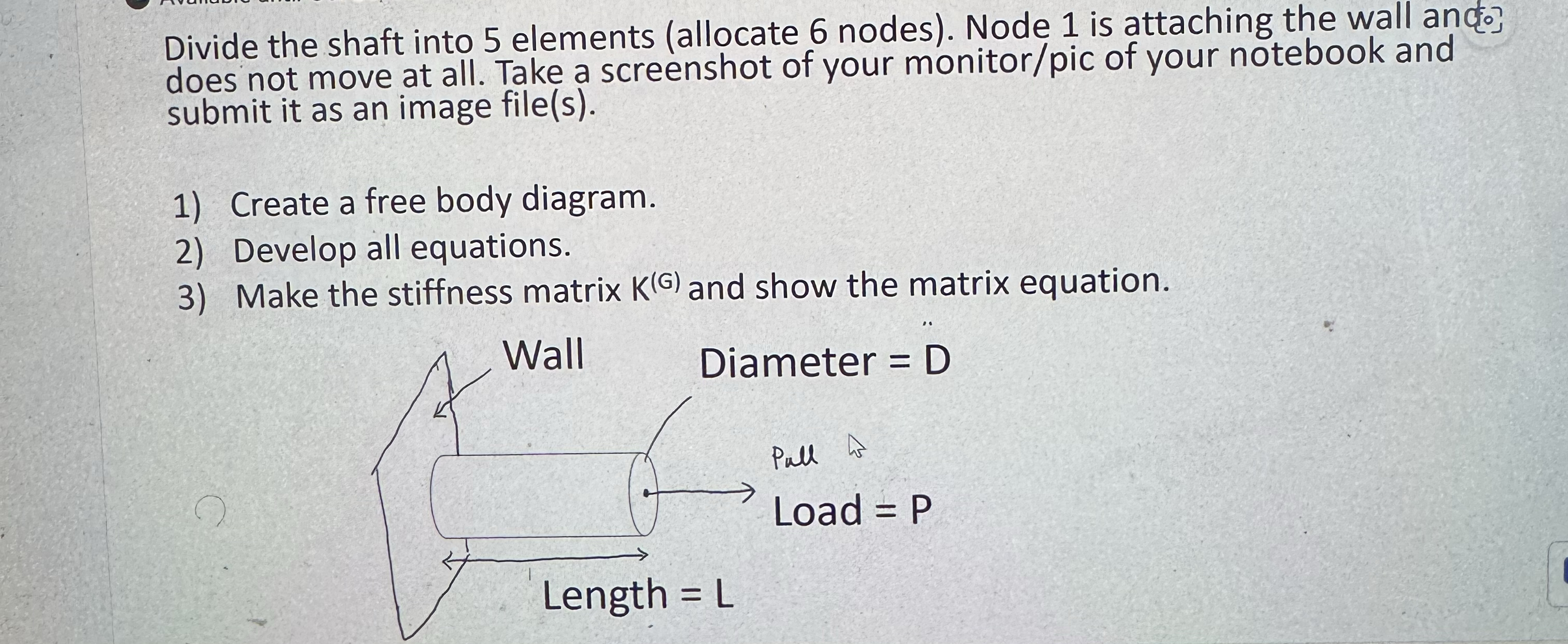 Divide the shaft into 5 elements ( allocate 6