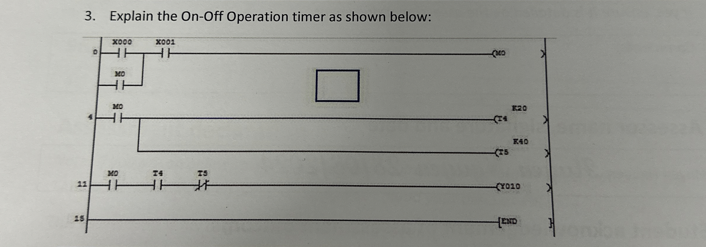 Explain the On - Off Operation timer as shown