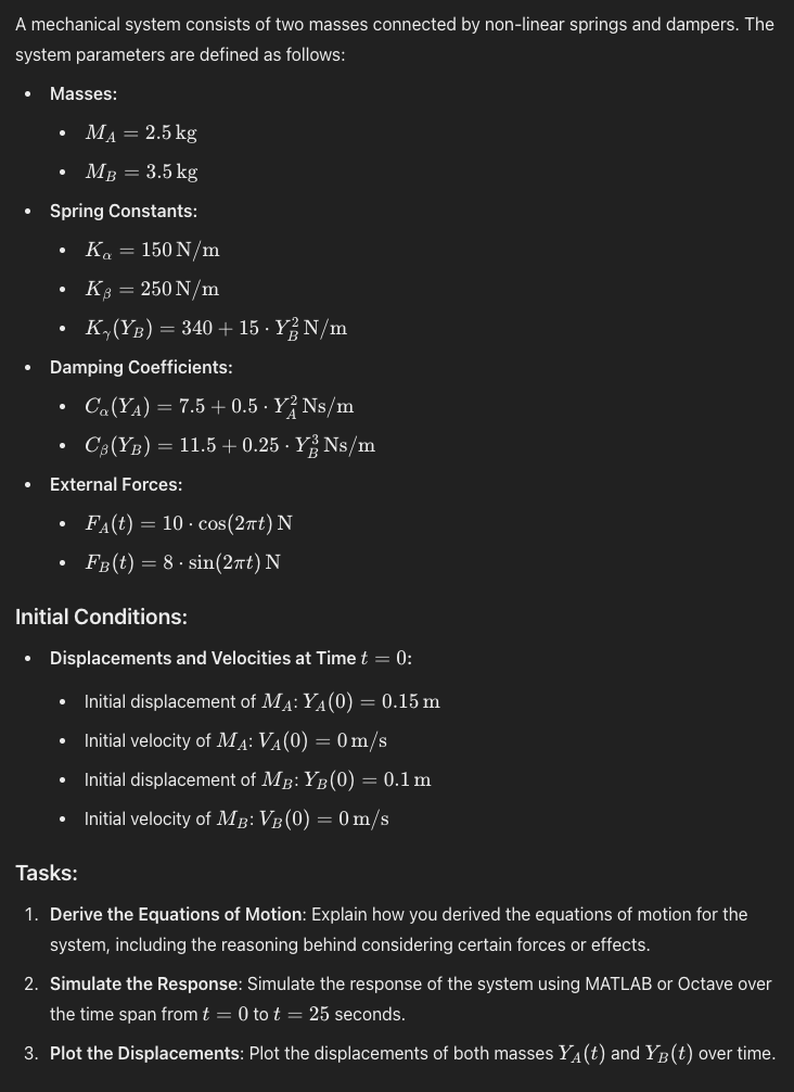 A mechanical system consists of two masses