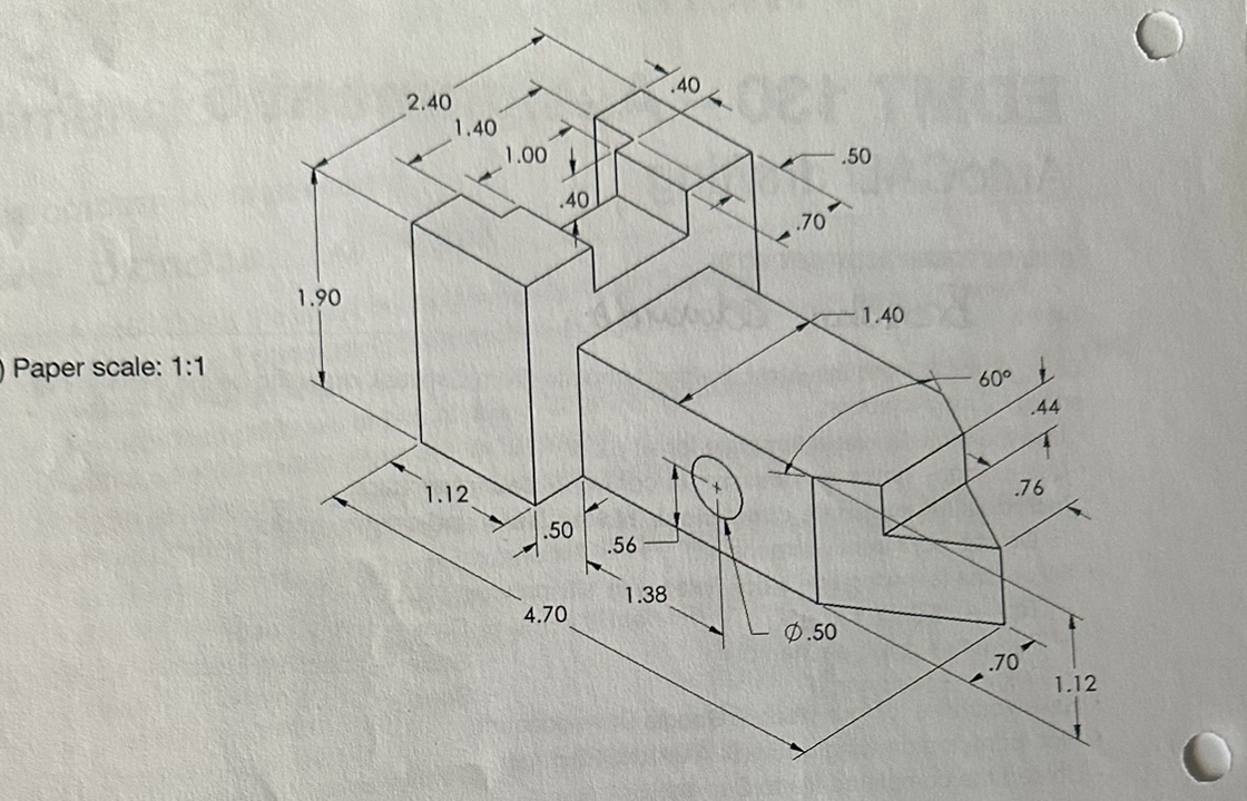 Draw, top right and front. Show all dimensions