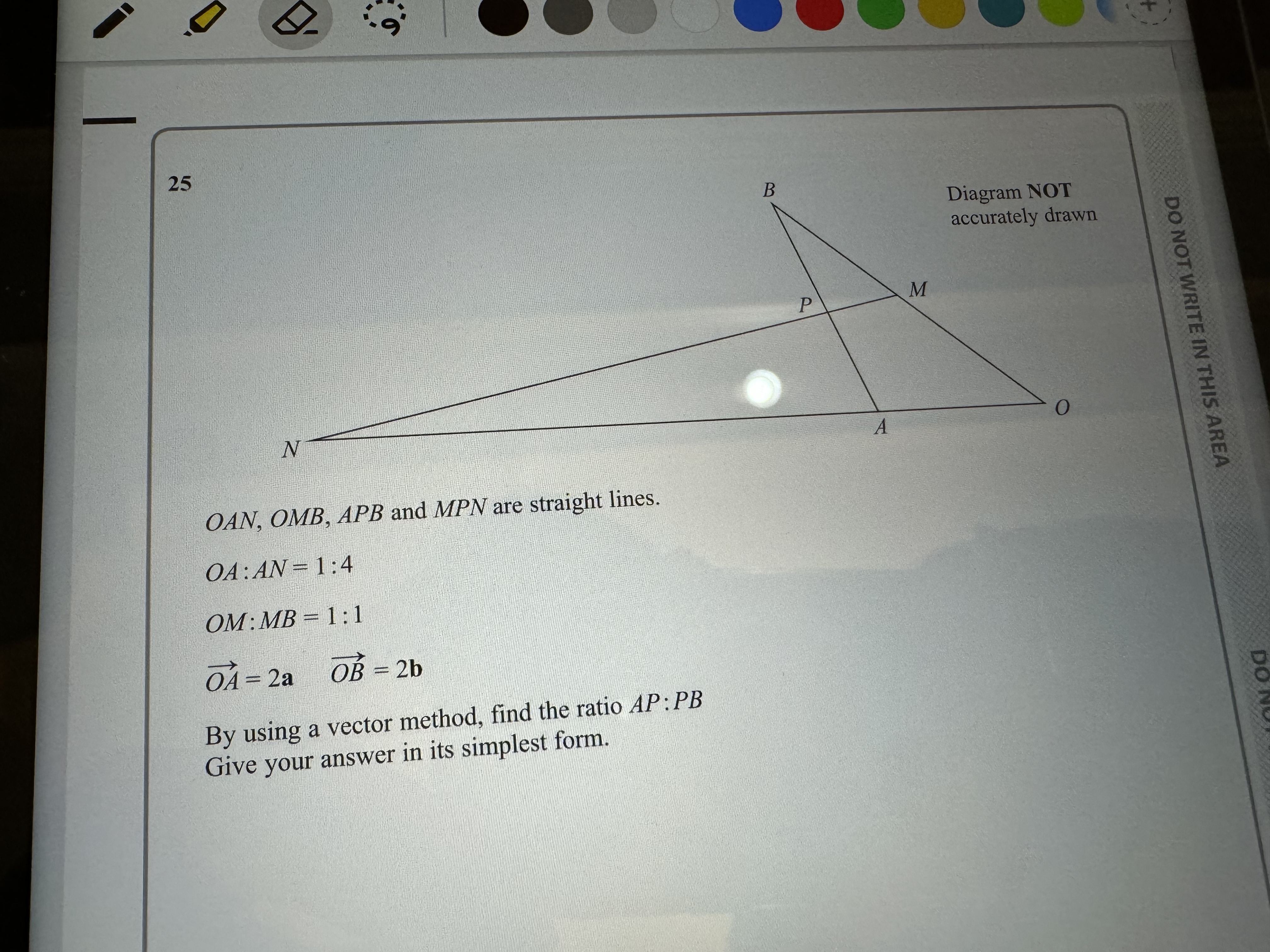 2 5 OAN,OMB,APB and M P N are straight lines. O A