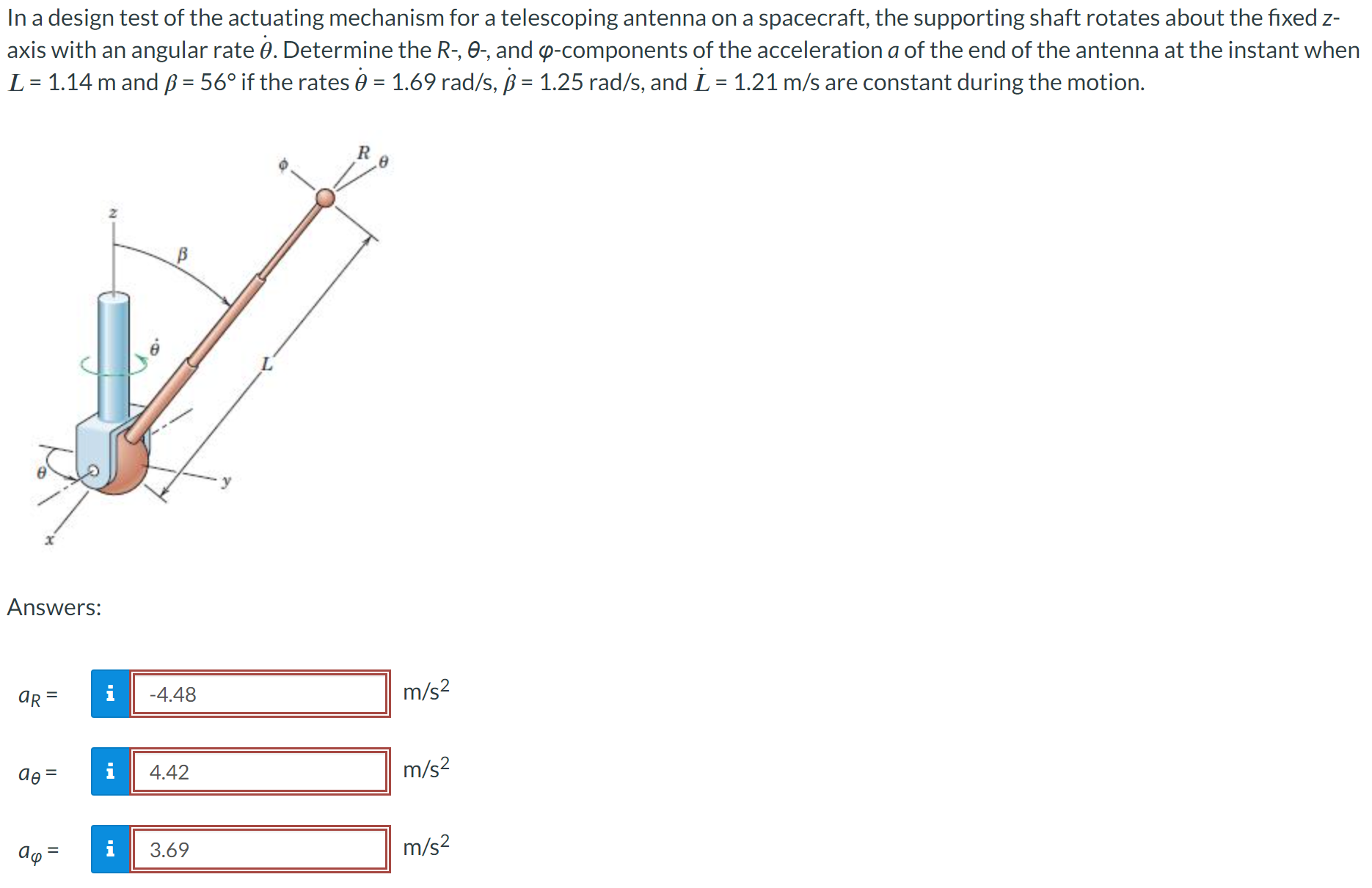 In a design test of the actuating mechanism for a