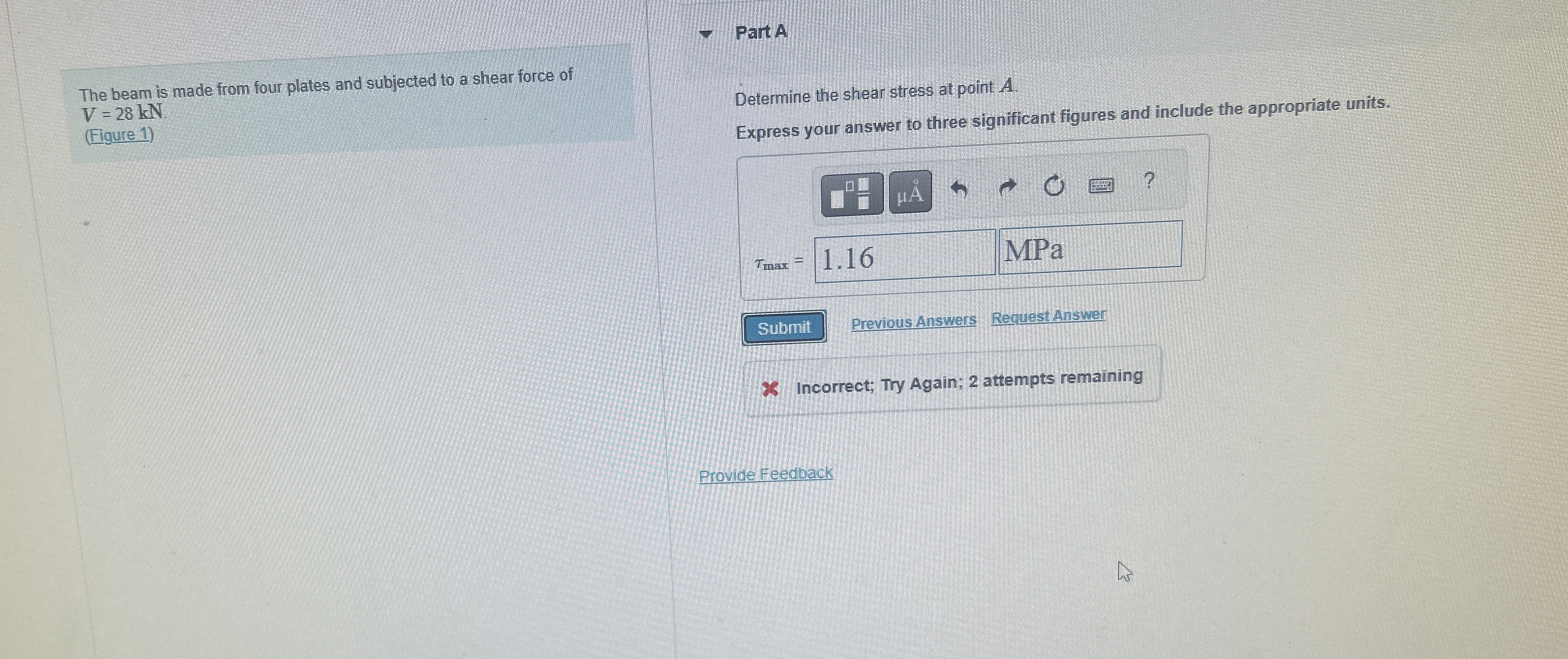Part A The beam is made from four plates and