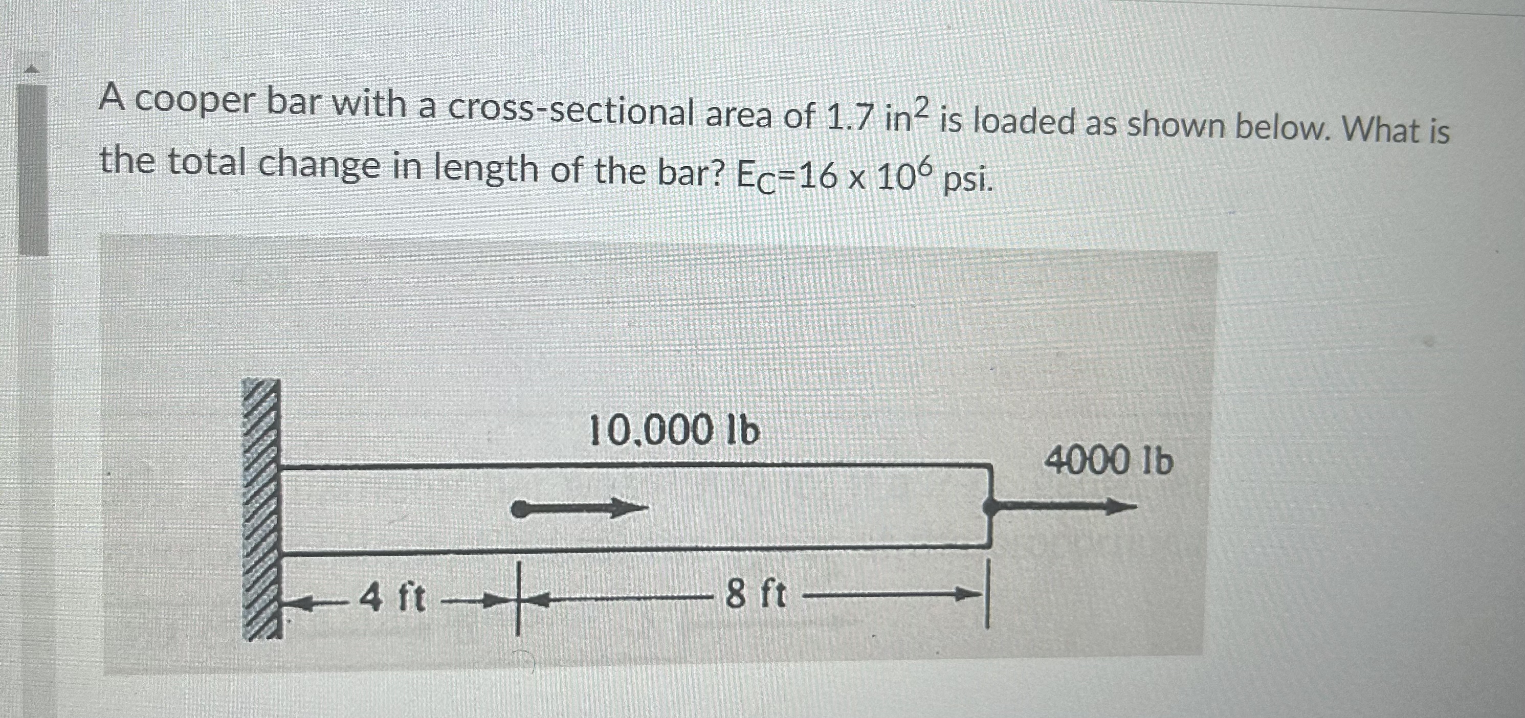 A cooper bar with a cross - sectional area of 1 .