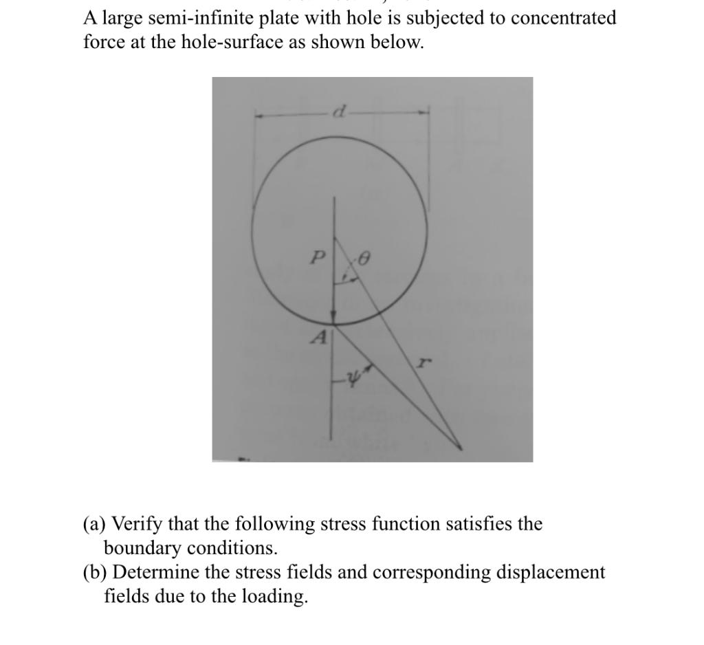 A large semi - infinite plate with hole is
