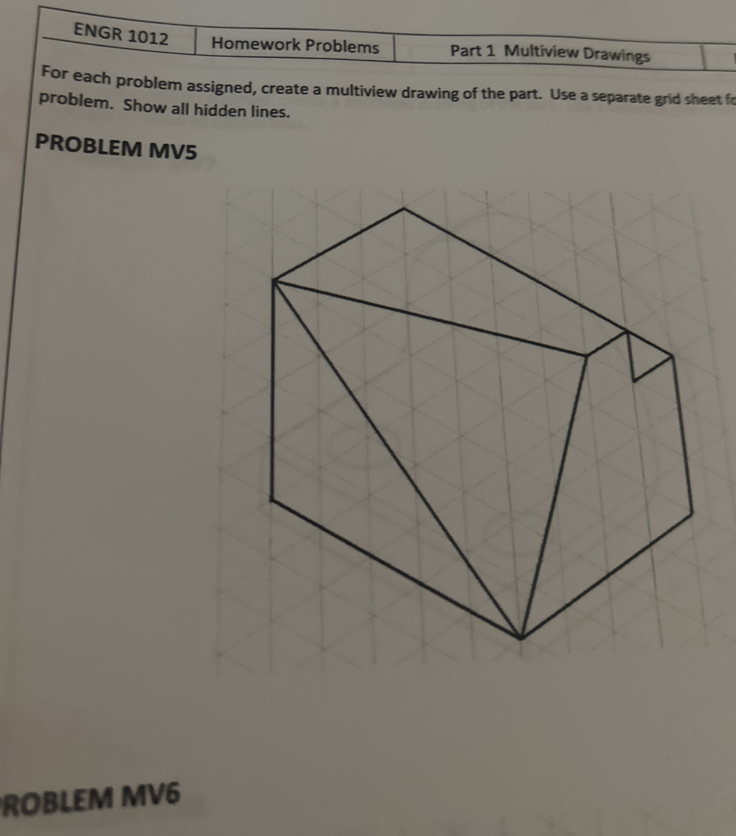 For each problem assigned, create a multiview