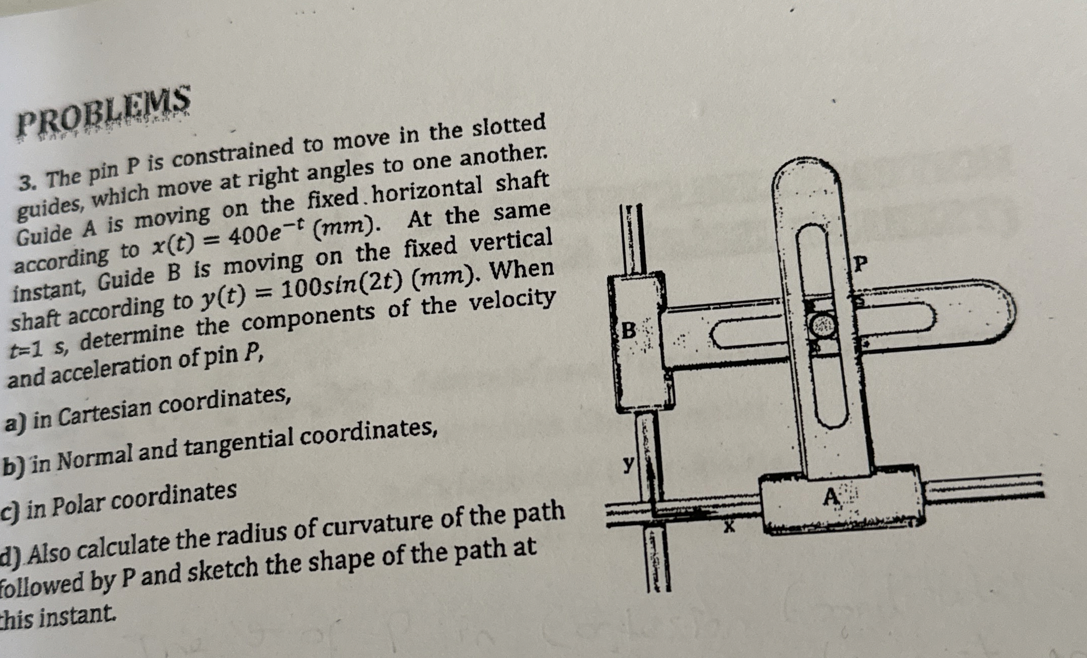 A test car starts PROBLEMS 3 . The pin P is