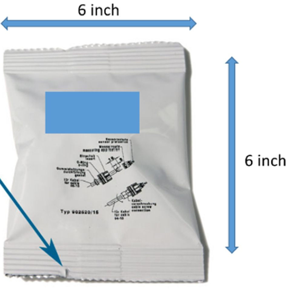 Dimensions of a plastic bag for medicine is shown