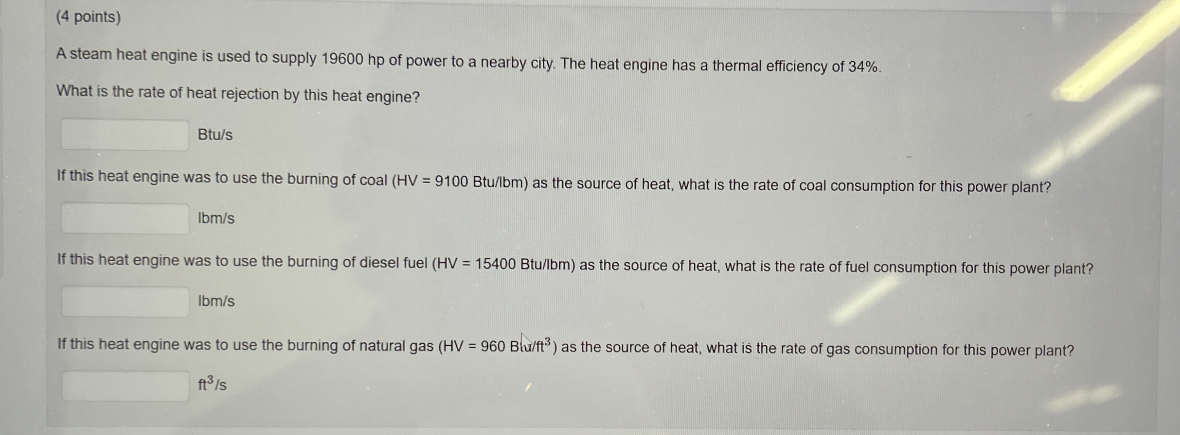 ( 4 points ) A steam heat engine is used to