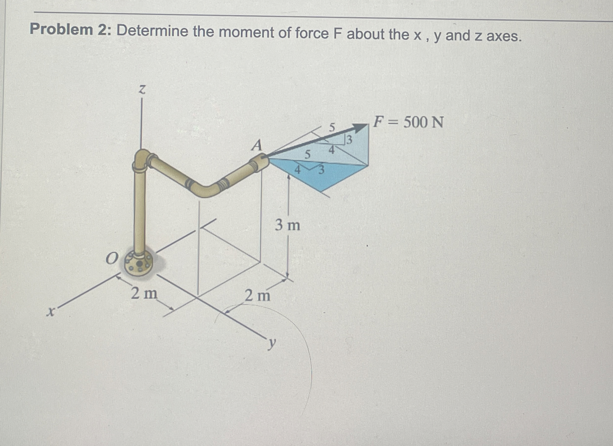 Problem 2 : Determine the moment of force F about