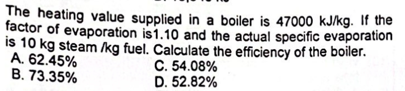 The heating value supplied in a boiler is 4 7 0 0