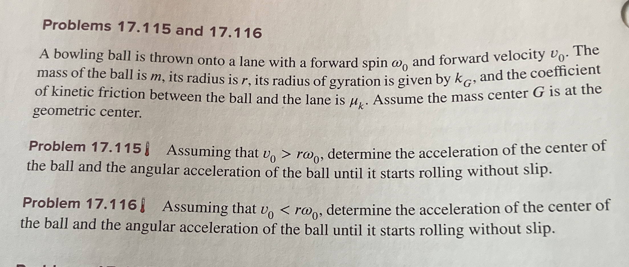 Problems 1 7 . 1 1 5 and 1 7 . 1 1 6 A bowling