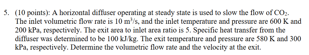 A horizontal diffuser operating at steady state