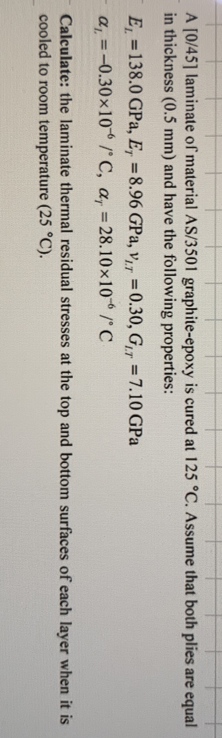 A [ 0 / 4 5 ] laminate of material AS / 3 5 0 1